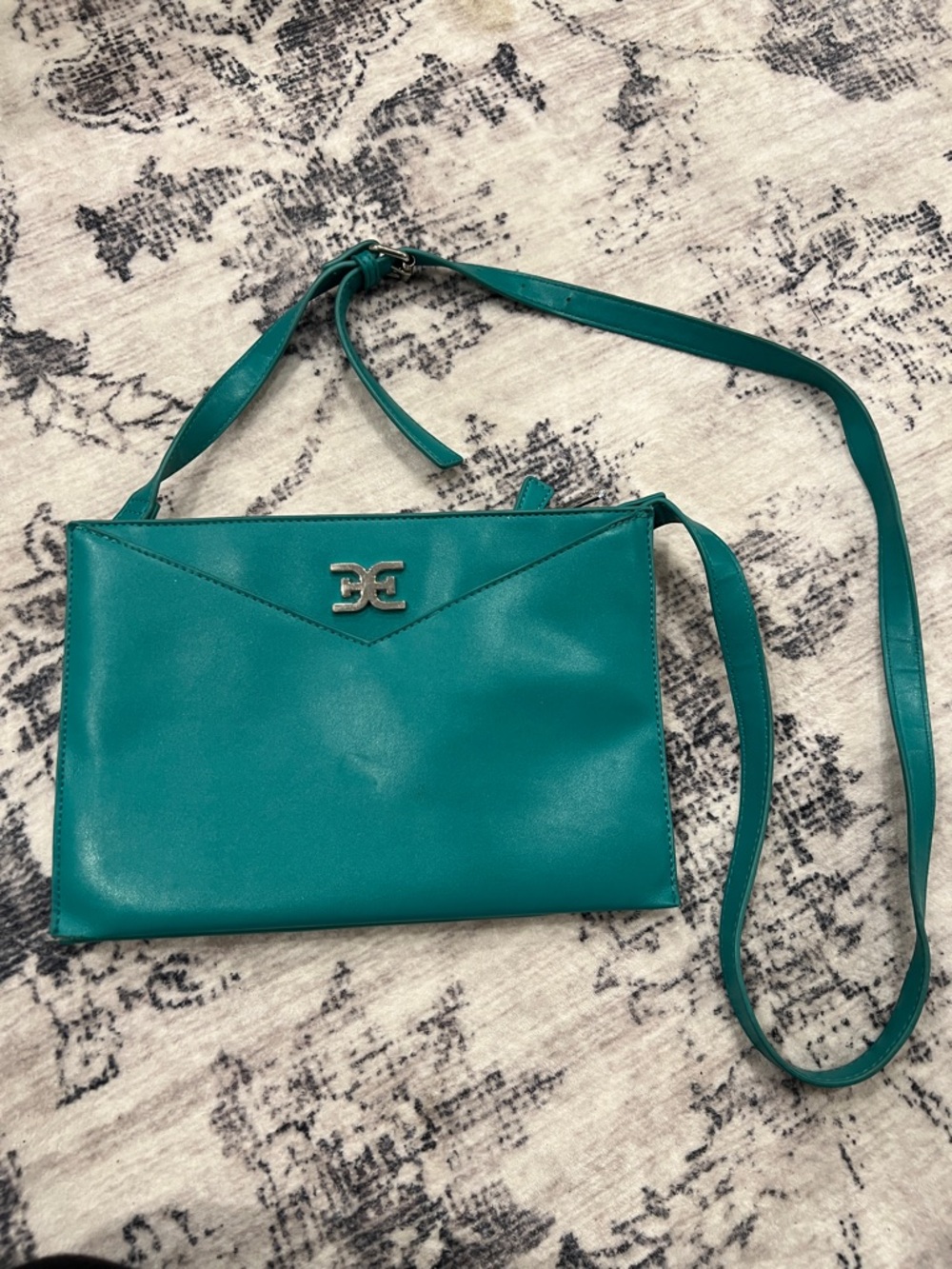 Sam Edelman Teal Envelope Crossbody with Silver Logo Hardware